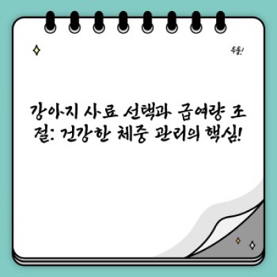 강아지 체중 관리: 댕댕이 건강, 똑똑하게 챙기는 방법!