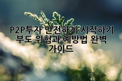 P2P투자 안전하게 시작하기: 부도 위험과 예방법 완벽 가이드