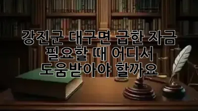 강진군 대구면, 급한 자금 필요할 때 어디서 도움받아야 할까요? 💡