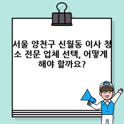 이사 청소 vs 입주 청소: 서울 양천구 신월동 이사 청소 완벽 가이드