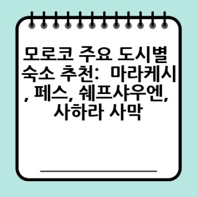 모로코 여행, 숙소 고민 끝! 지역별 추천 & 유형별 비교분석으로 완벽한 선택하세요!