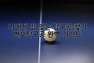 나에게 딱 맞는 탁구공 찾기: 번호탁구공 완벽 가이드