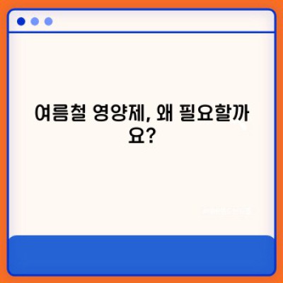 여름철 건강 지킴이! 여름철 영양제 완벽 가이드