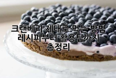 크랜베리 제대로 먹는 방법: 레시피부터 활용팁까지 총정리!