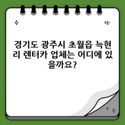 경기도 광주시 초월읍 늑현리 렌터카 청결 상태 완벽 가이드: 깨끗한 차량 선택하는 방법